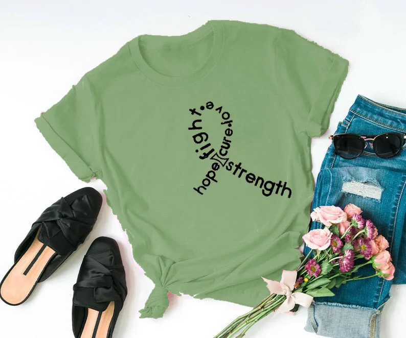 Hope fight strength love girl power gift for mom Tumblr/хипстерская футболка с коротким рукавом и