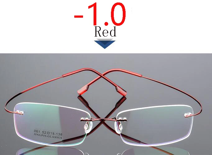 Myopia 100 Покрытие сверхэластичные бескаркасные очки для близорукости для мужчин и женщин без оправы Сверхлегкая оправа Очки для близорукости 100~ 400 градусов - Цвет оправы: Myopia 100
