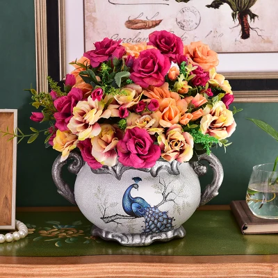 Винтажная ваза ручной работы из смолы с цветочным принтом цветочный горшок двумя