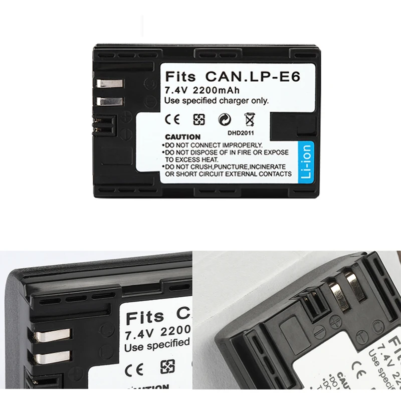LP E6 аккумулятор 2200 мАч для Canon EOS 5DS 5D Mark II III 6D 7D 60D 60Da 70D 80D DSLR Bateria / Charger|Цифровые