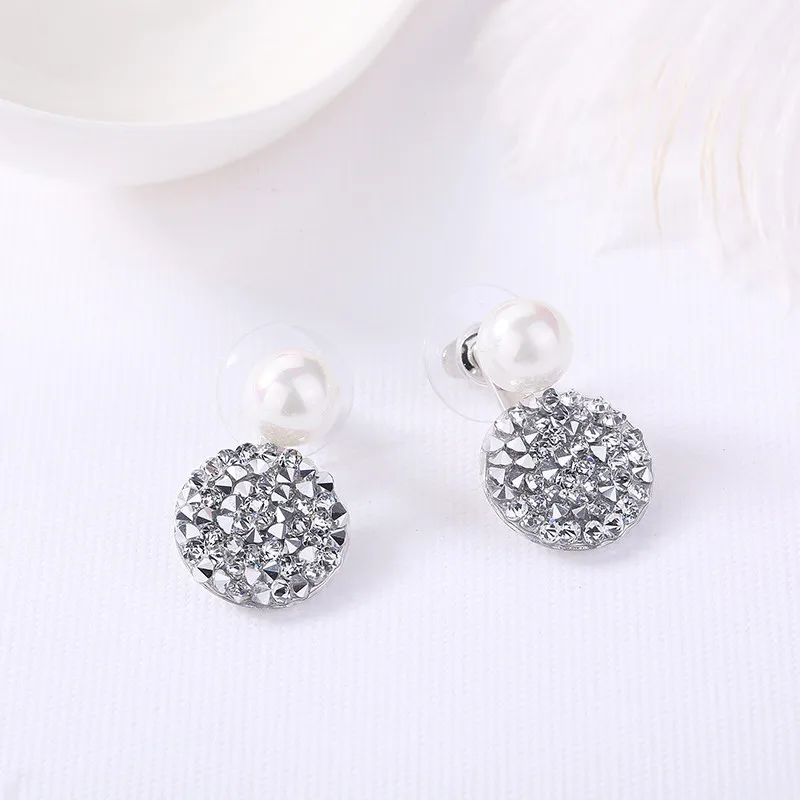 Gray MS betti, дизайн, Кристальные жемчужные Двухсторонние серьги drusy, серьги для женщин, кристаллы от SWAROVSKI, низкая цена - Окраска металла: Gray