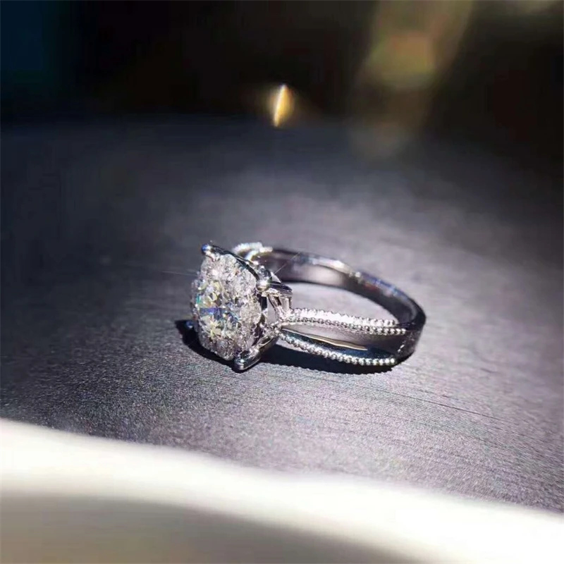 Csyiirry Super Flash Engagement Ring Round 4 Claws Set Rhinestones 1 Carat Female Courtship Preferred High Jewelry Fashion | Украшения и