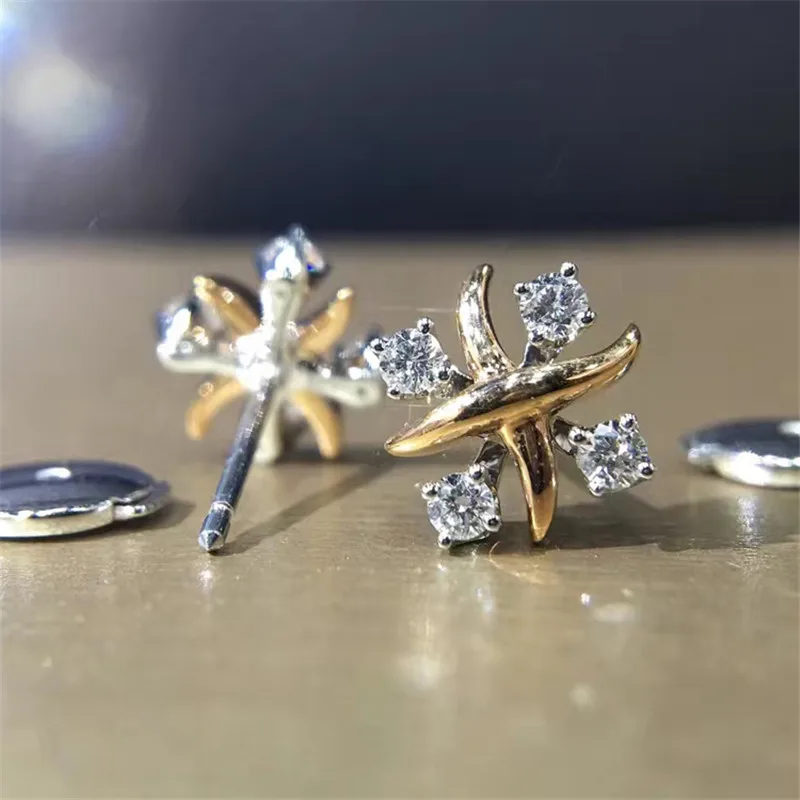 LASAMERO 0.26CTW Кластерные серьги 18K Белый Золотой цветок гвоздики с натуральным