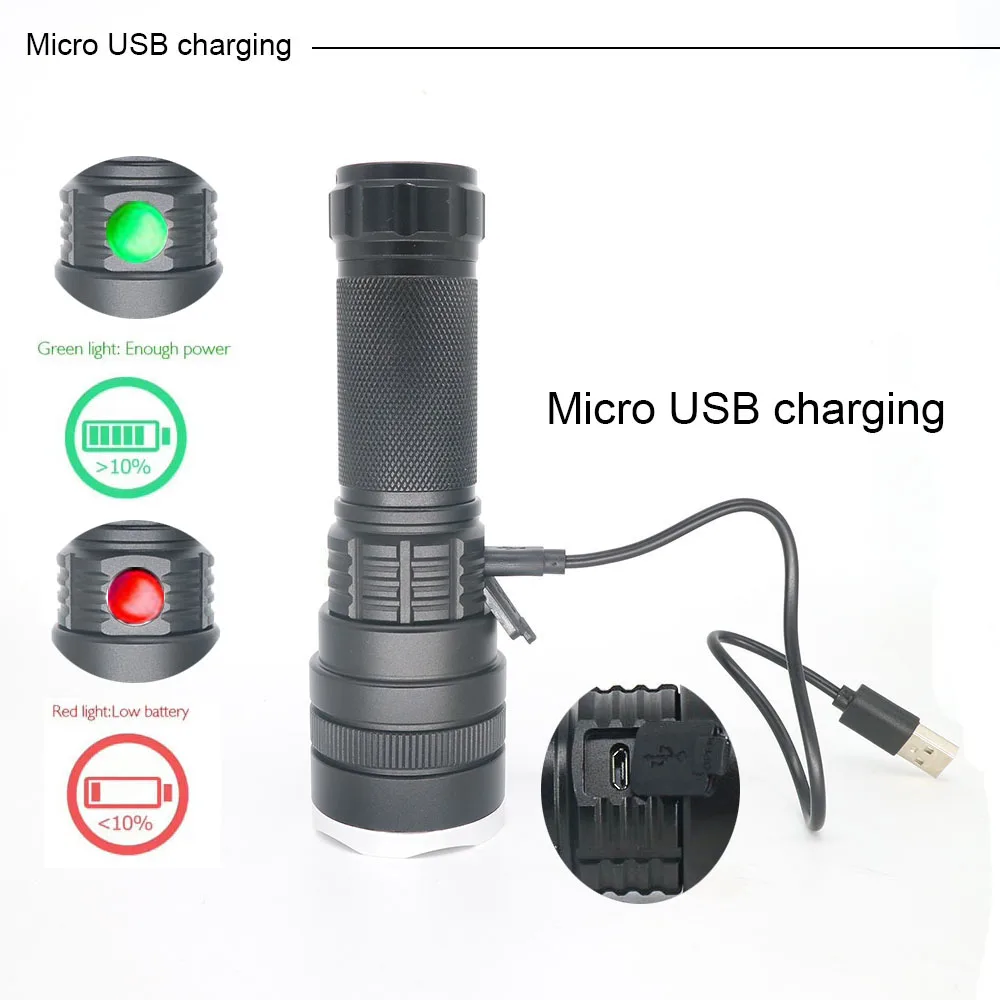 Высокий светильник XHP50 светодиодный светильник-вспышка Micor USB Перезаряжаемый Тактический светильник-вспышка 3500 люмен светильник-фонарь для кемпинга и пеших прогулок