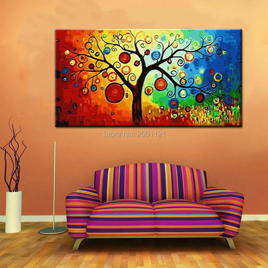 Высокое качество красивый современный абстрактный пейзаж дерево картина маслом