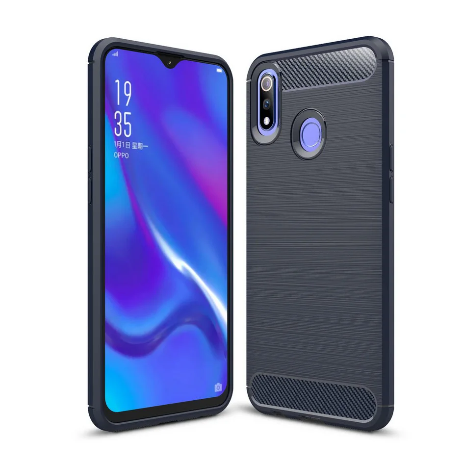Роскошный чехол для телефона OPPO Realme 3 смартфон Мягкий силиконовый из углеродного