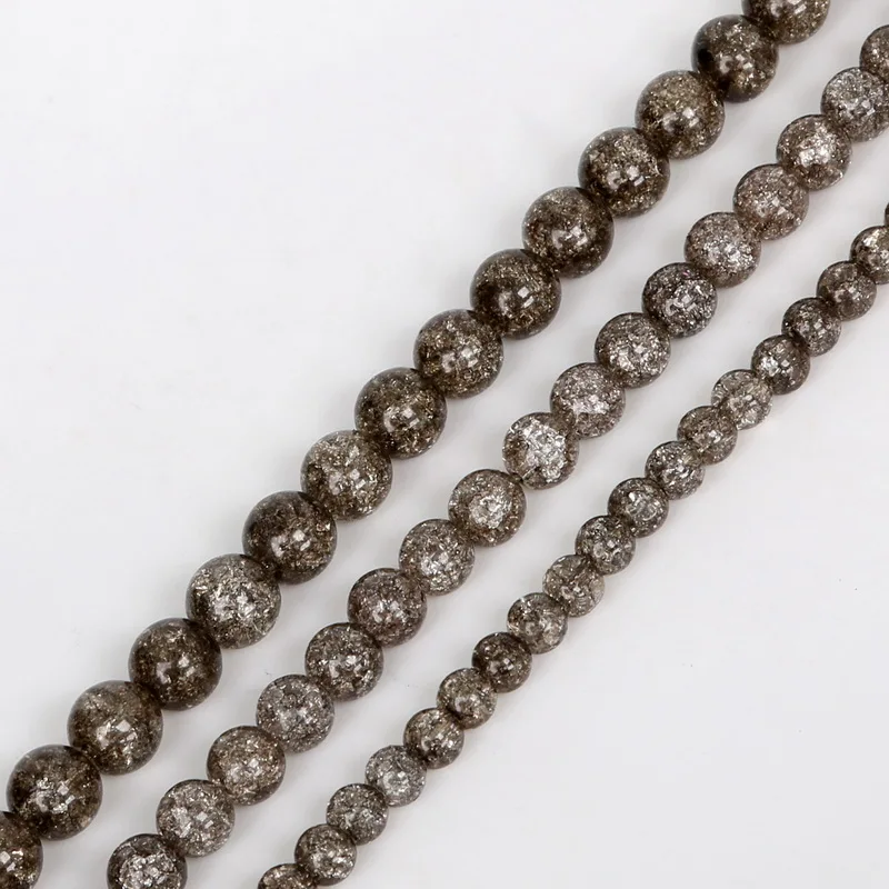 AAA высокое качество треснутые стеклянные бусины коричневые хрустальные круглые