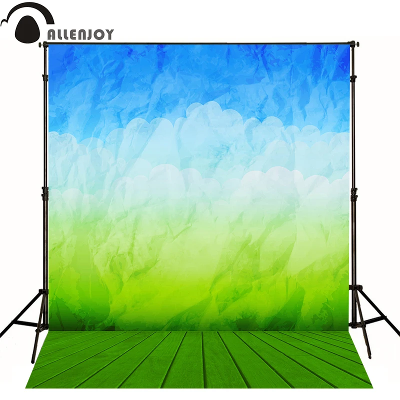 Allenjoy фотофоны Цвет Трава небо и белые облака Дети Фото фоны для продажи