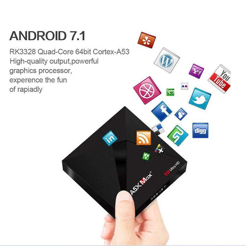 OTHA A5X Max 4 ГБ 32 Smart Android 7 1 ТВ Box двойной WiFi 1000 м LAN BT RK3328 Quad Core MINI PC VP9 H.265 HDR10 К