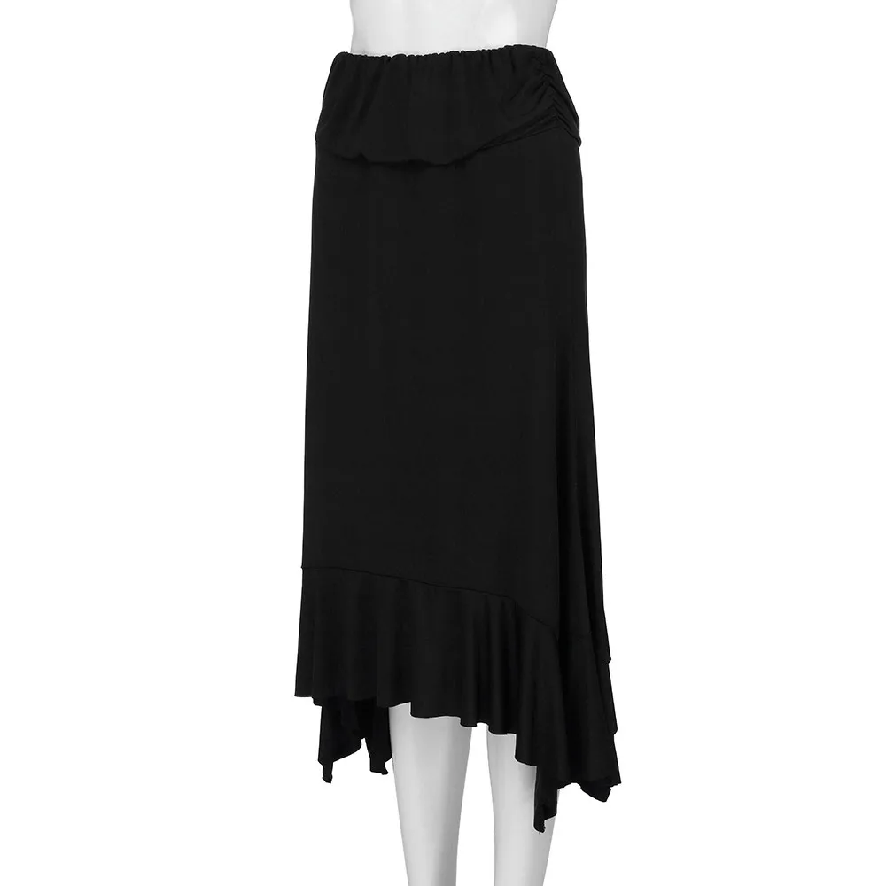 Свободная Страусиная Женская однотонная струящаяся юбка-платок Hemline миди юбка с высокой талией длинная юбка женская повседневная юбка в стиле ампир