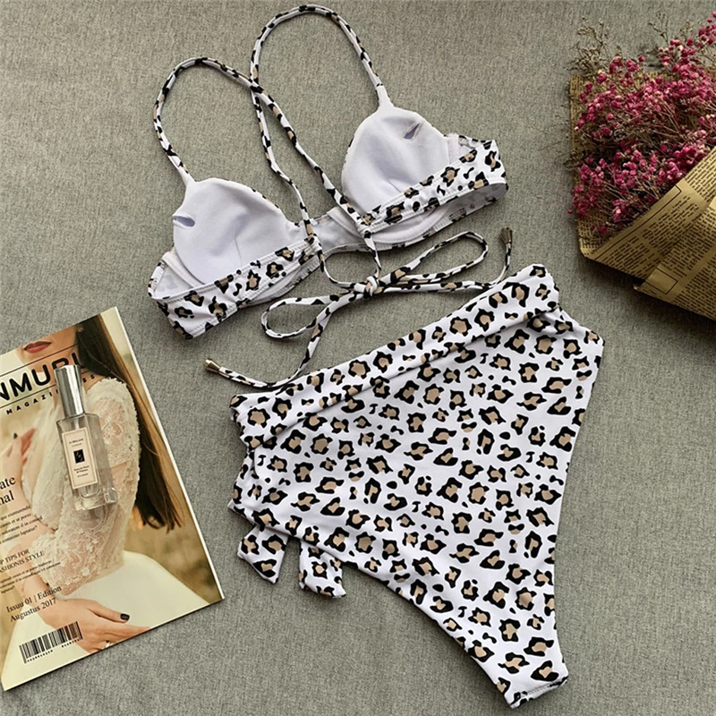 High Waist Bikini Set Leopard Striped Print Swimwear Women Bathing Suit Bandage Biquiqni Maillots de bain Swimsuit