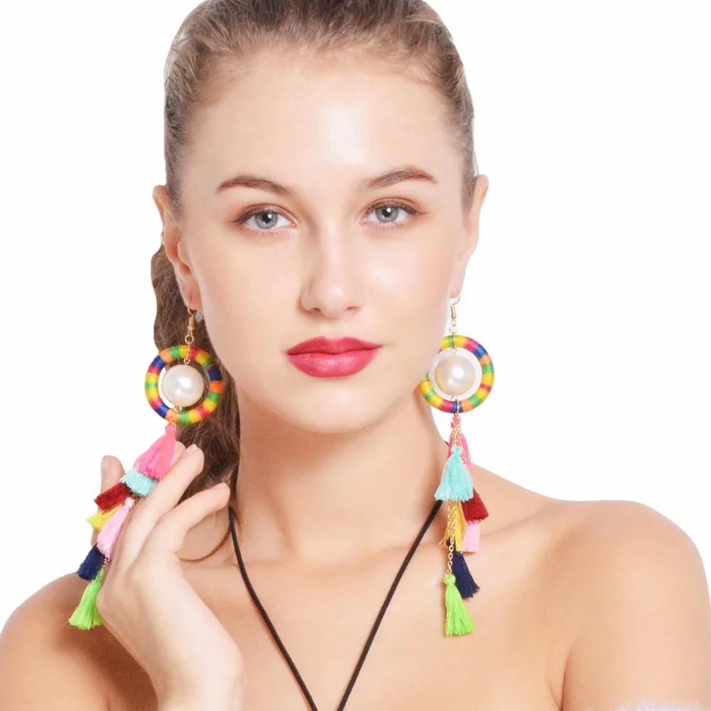 Bohemia pearl pendant necklace South Korea cotton velvet tassel necklaces earrings | Украшения и аксессуары