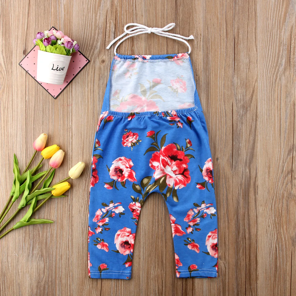 

Emmababy Newborn Kids Girls Flower Print Lace up Sleeveless Romper Jumpsuit Playsuit Outfits Sunsuit Clothes