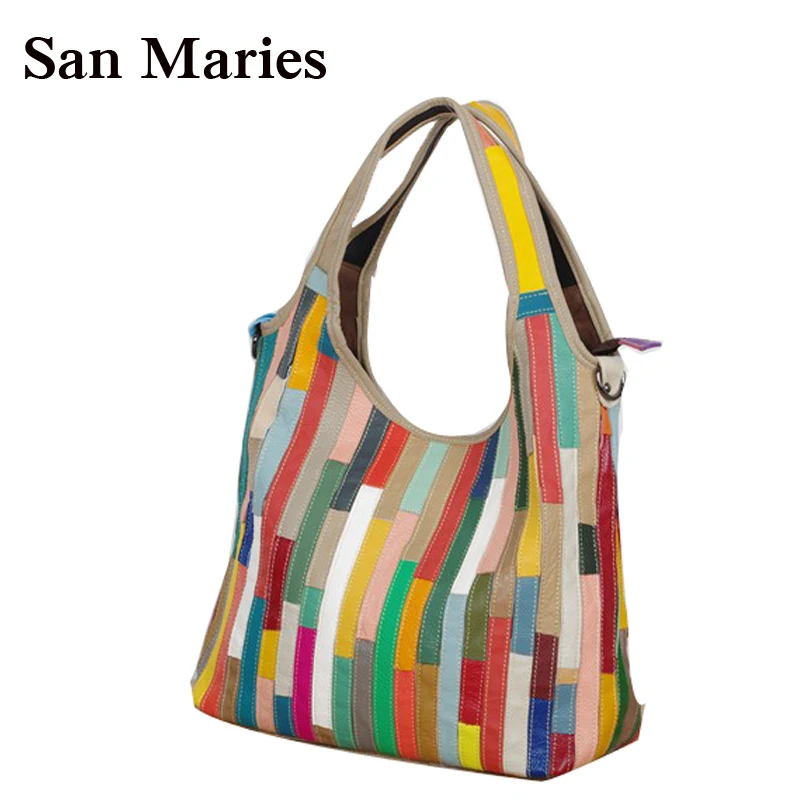 Новая женская сумка в полоску из натуральной кожи модные сумки женские