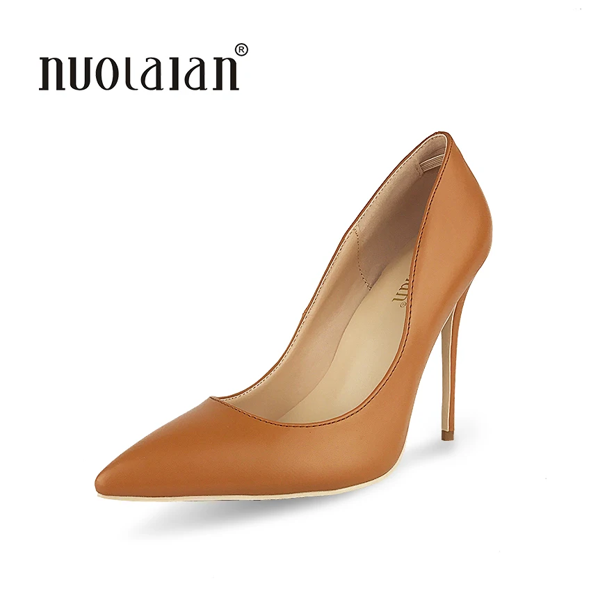Женские туфли лодочки на высоком каблуке коричневого цвета с острым носком|high heel