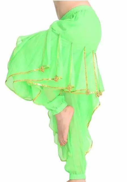 grass green Горячая Новые дешевые индийские племенные танца живота женские спортивные короткие штаны для женщин шифон танец живота костюм брюки 13 цветов - Цвет: grass green