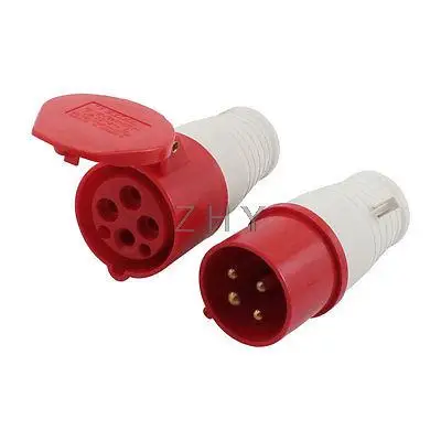 AC 380 415V 16A 3P + E IEC309 2 круглый штырь промышленная вилка белый красный|Соединители| |