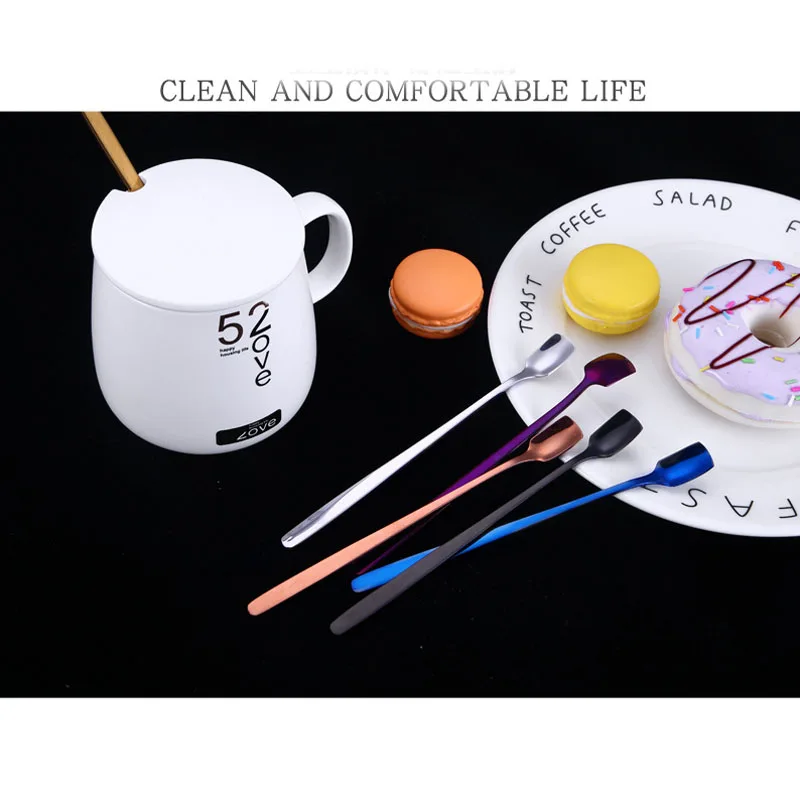 1 шт. длинная ручка Совок из нержавеющей стали Коктейльная ложка Знак ложки для