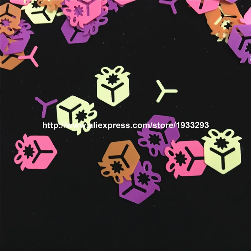 500 шт./лот подарочные пайетки в форме коробки однотонные смешанные цвета