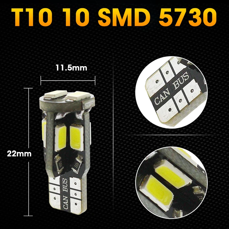Hlxg 4 шт. T10 светодиодный лампы белого цвета 168 501 W5W светильник танкетке 10 SMD 5730