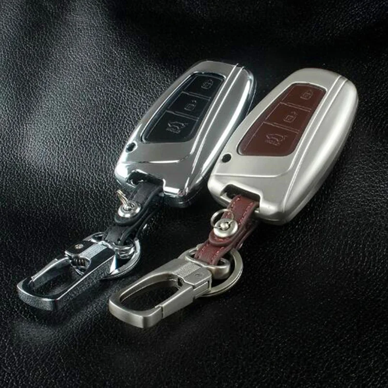 SeiYio Zinc alloy+Leather Car Key Case cover shell For Hyundai Santa Fe (DM) 2013 2014 2015 2016 | Автомобили и мотоциклы