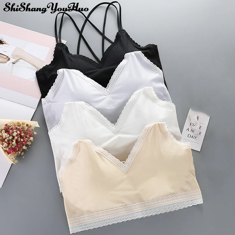 Женский сексуальный бюстгальтер с мягкими чашечками кружевной без косточек топы