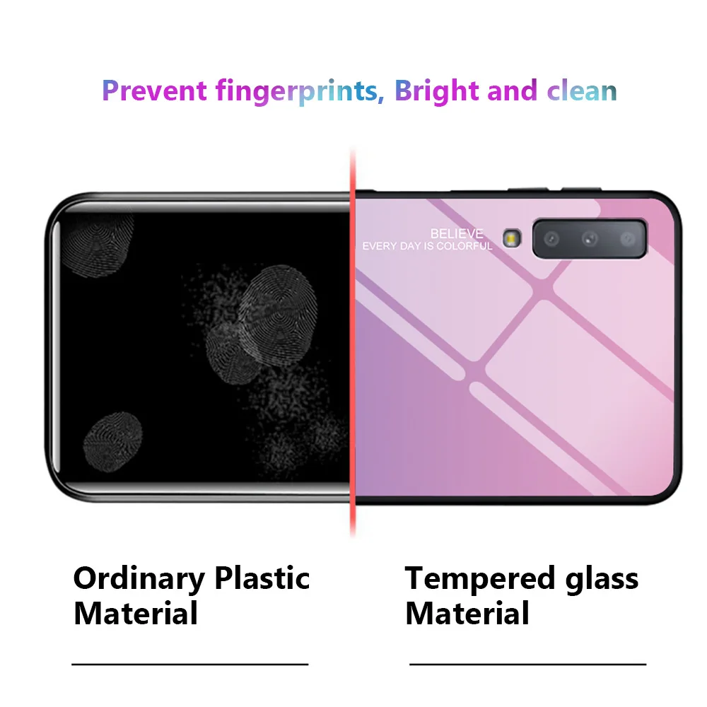Чехол для телефона из закаленного стекла с градиентом Samsung Galaxy A10 A20E A30 A40 A50 A60 A70 A5 A7