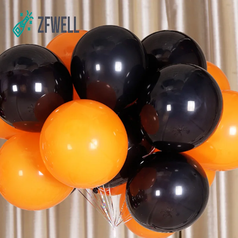 ZFWELL 12 шт./лот Хэллоуин дюймов orange черный жемчужный шар из латекса ночь Хэллоуина