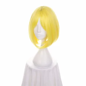 Ccutoo 35 см короткие синтетические волосы боб земля блестящих желтых бриллиантов косплей парик Термостойкое волокно