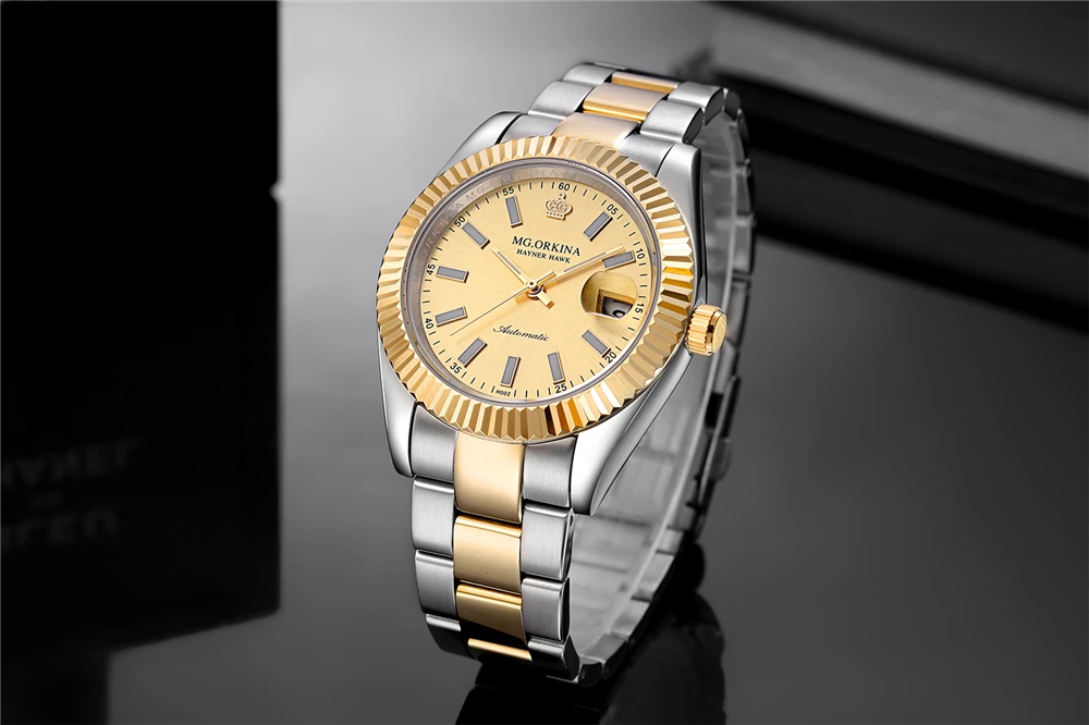 Часы ORKINA мужские автоматические механические с синим циферблатом|wristwatch