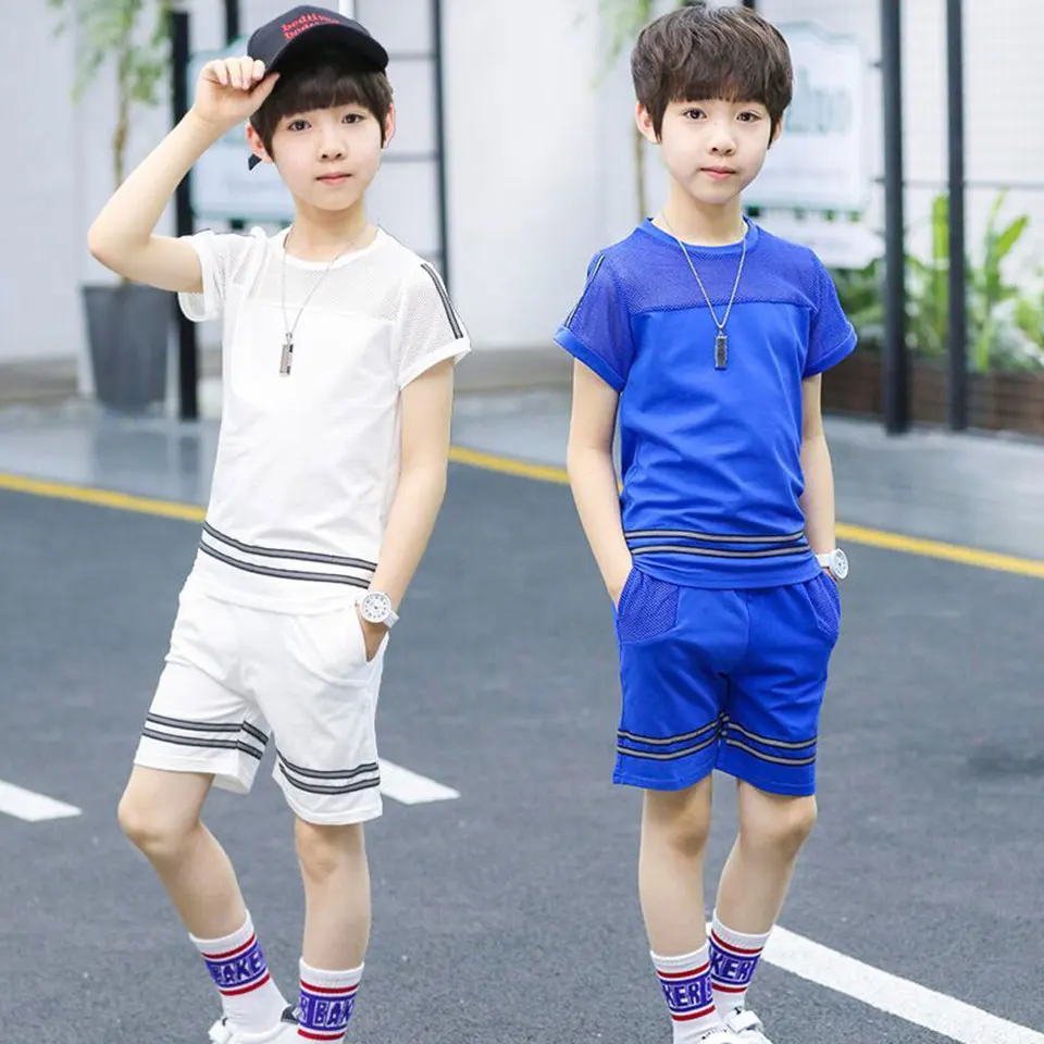 Boy Clothes Summer Children Clothing Sets Fashion For 2 Colors Kids Set T-shirt+Sport Shorts Suits 4 6 8 10 12 Years | Детская одежда и