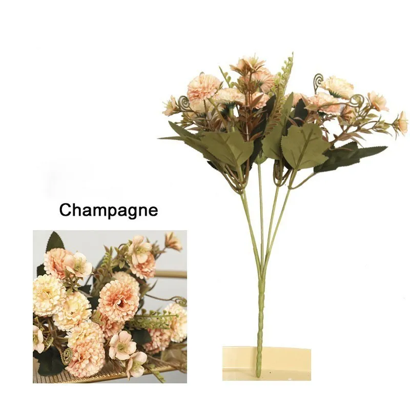 Champagne Dream House DH искусственные шелковые цветы гвоздики невесты Свадебный букет матери подарок на день Настольный горшок украшения сада - Цвет: Champagne