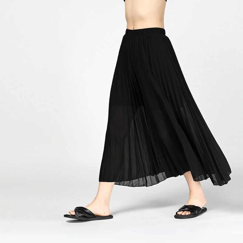 Женские шифоновые брюки с широкими штанинами высокой талией | Женская одежда