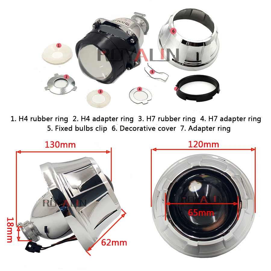 Автомобильный проектор ROYALIN H1 2 5 Bi Xenon для Pegasus Shrouds Ford C max A3 Citroen Caddy Polo Touran H4 H7