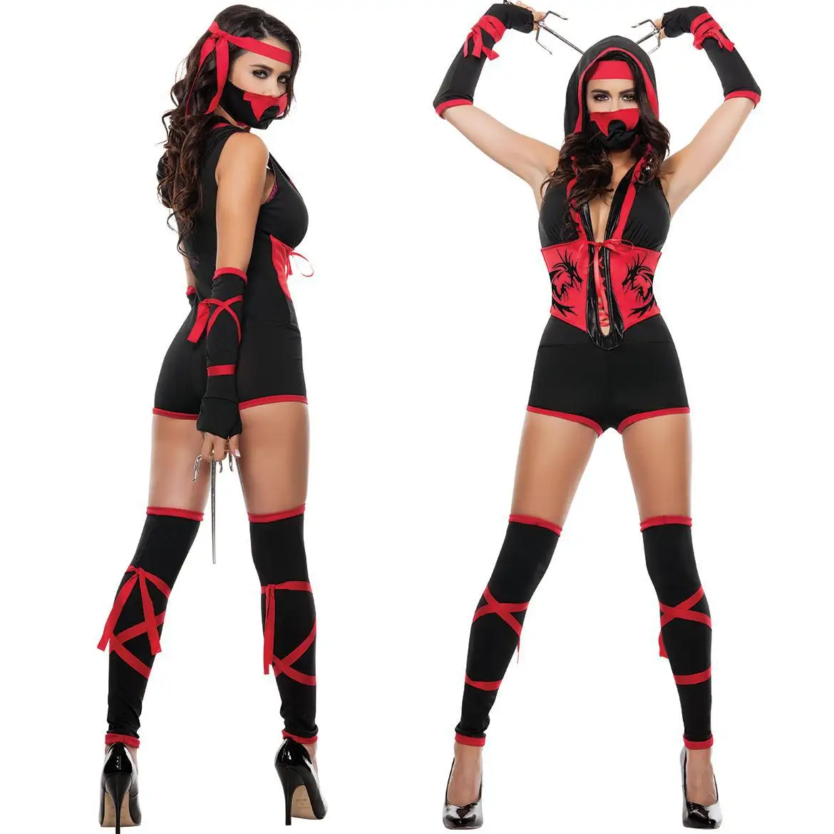 Взрослых Для женщин Хэллоуин Косплэй одежда ниндзя Cos платье вечерние клуб
