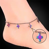 foot jewelry stainless steel anklets for women men fashion 316l stamp cross charms ankle bracelet on a leg chain ga1173