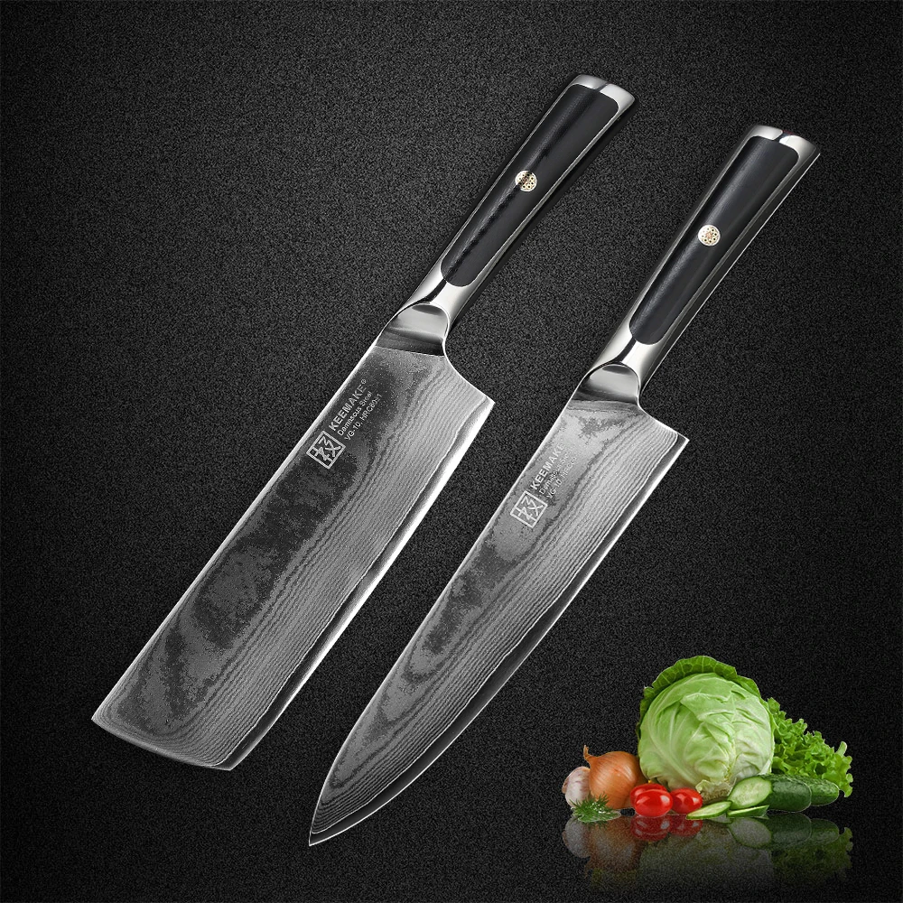 

Нож шеф-повара KEEMAKE, кухонный нож из дамасской стали, 7 дюймов, VG10