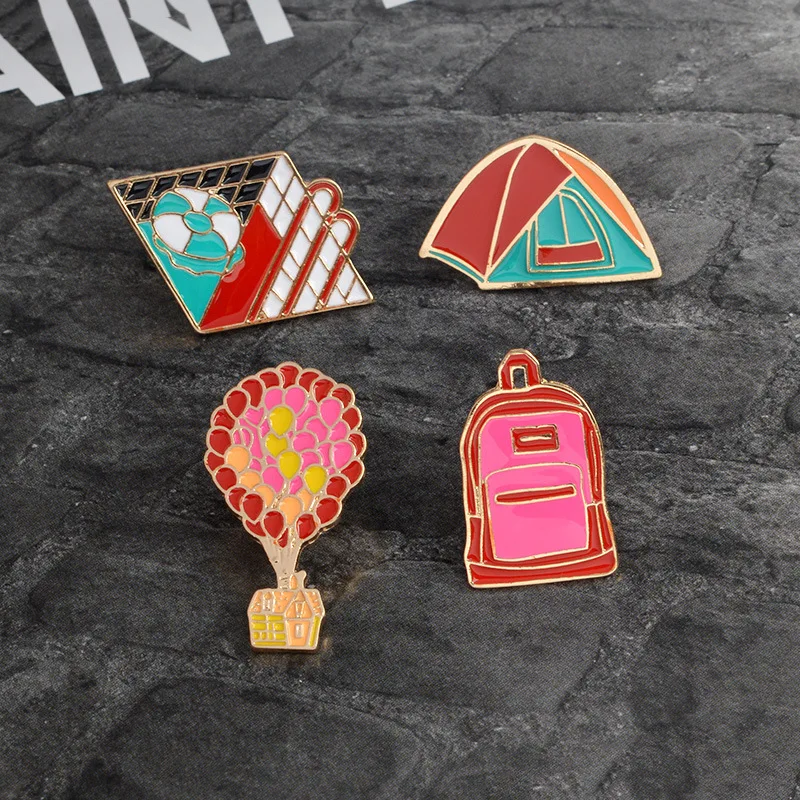 Эмаль pin воздушный шар дом тент для плавательного бассейна Рюкзак Мультфильм