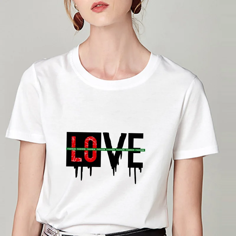 Новинка 2019 летняя футболка женская с художественным принтом букв в стиле