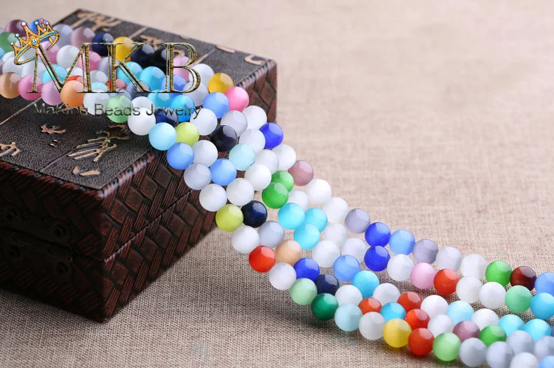 Colorful Cat Eye Розовый белый голубой кошачий глаз круглые бусины 4 6 8 10 12 мм натуральный камень бусины для изготовления ювелирных изделий 15 дюймов - Цвет: Colorful Cat Eye