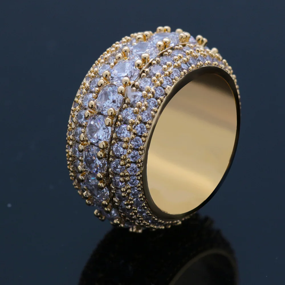 Крапановая закрепка ААА CZ камень Bling лед из ювелирных изделий круглые кольца на