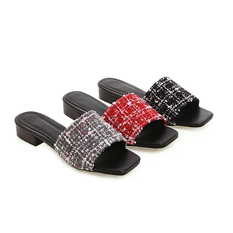 Шлепанцы JK женские на низком каблуке маленький аромат сланцы новинка 2019 туфли