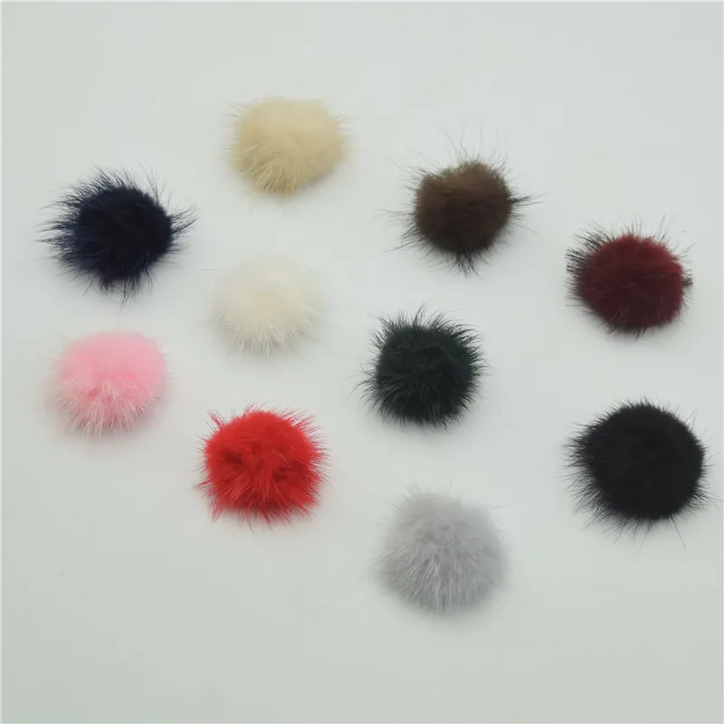 Помпоны из меха норки 20 шт. 40 мм розовый серый два цвета|mink ball|mink fur balldiy jewelry findings |