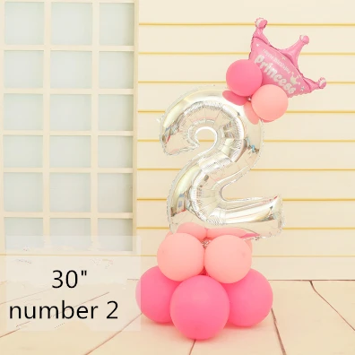 Pink 2 Детская вечеринка для мальчика день рождение украшение шар Колонка 3" Серебряный Цифровой шар цифра шары 1 2 3 4 5 6 7 8 9 воздушный шар стенд - Цвет: Pink 2