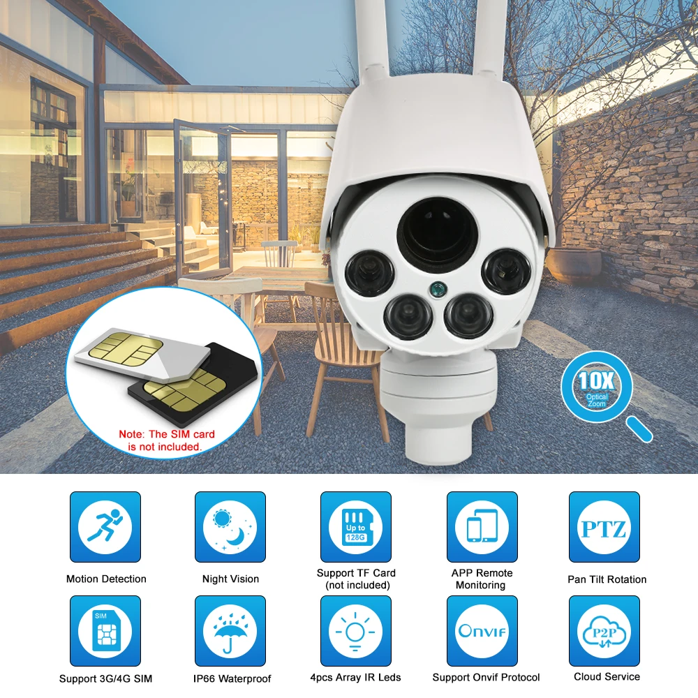 Беспроводная IP-камера 1080P 4G объектив 2 8-12 мм с автофокусом сетевая камера ПНН