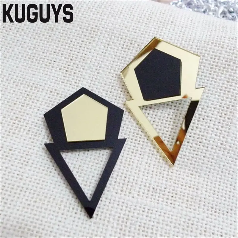 

KUGUYS Triangle Stud Earrings for Women Fashion Jewelry Acrylic Trend Hyperbole DJ DS Cool Accessories