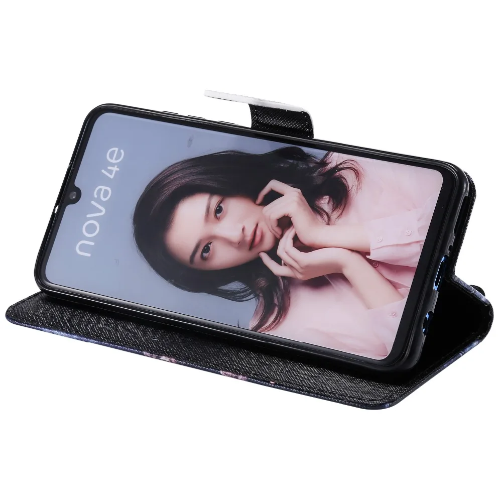 Кожаный флип чехол для huawei P30 Lite чехол для Coque huawei P20 Lite Pro P10 P8 Lite мягкого силикона магнит с книжным принтом Бумажник Обложка