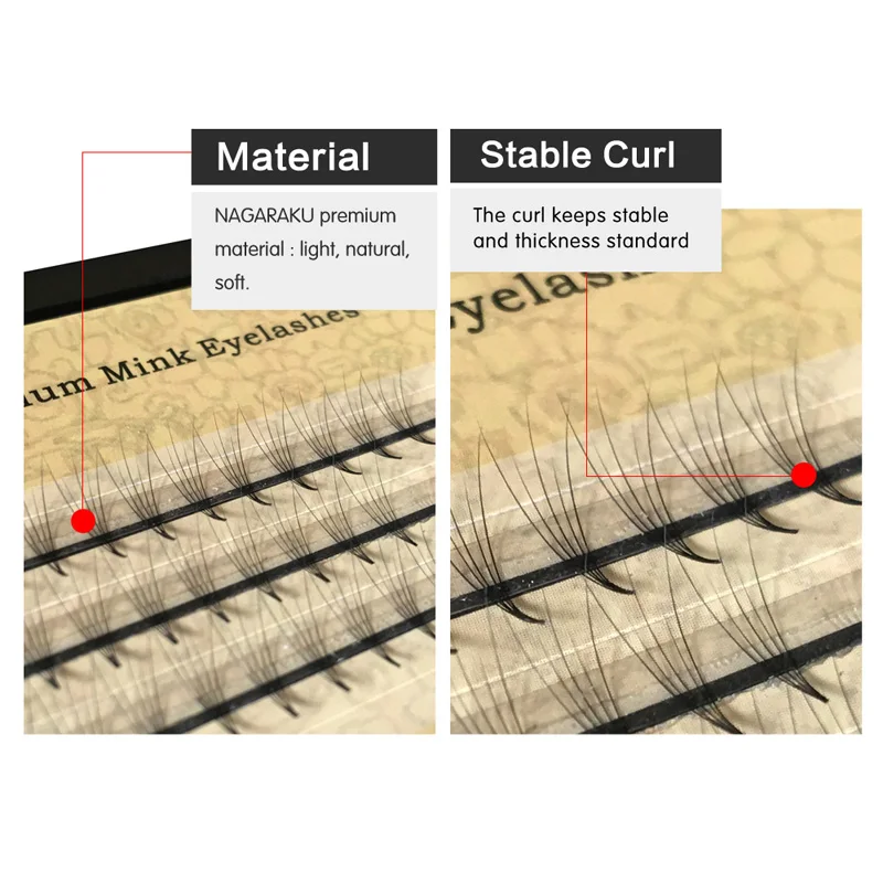 NAGARAKU Eyelash Extensions faux Mink 5D Volume Lash C Curl Thickness 0.07mm Length 7~14mm soft and natural bunch high quality | Красота и