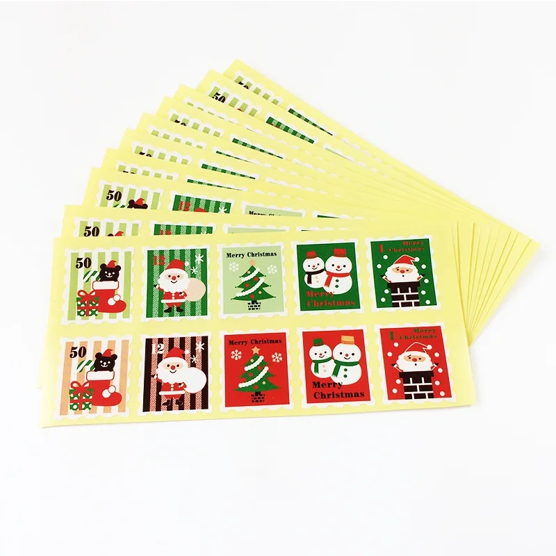 1000 шт./лот Kawaii форма штампа наклейка этикетка Рождественская серия наклейки - Фото №1