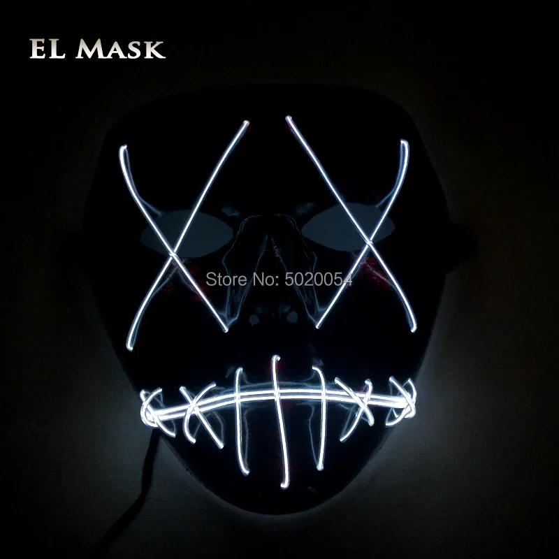 High-Grade Led Neon Glowing Mask Scary Flashing EL Festival Light Cosplay in Dark Masquerade Birthday Gift | Тематическая одежда и